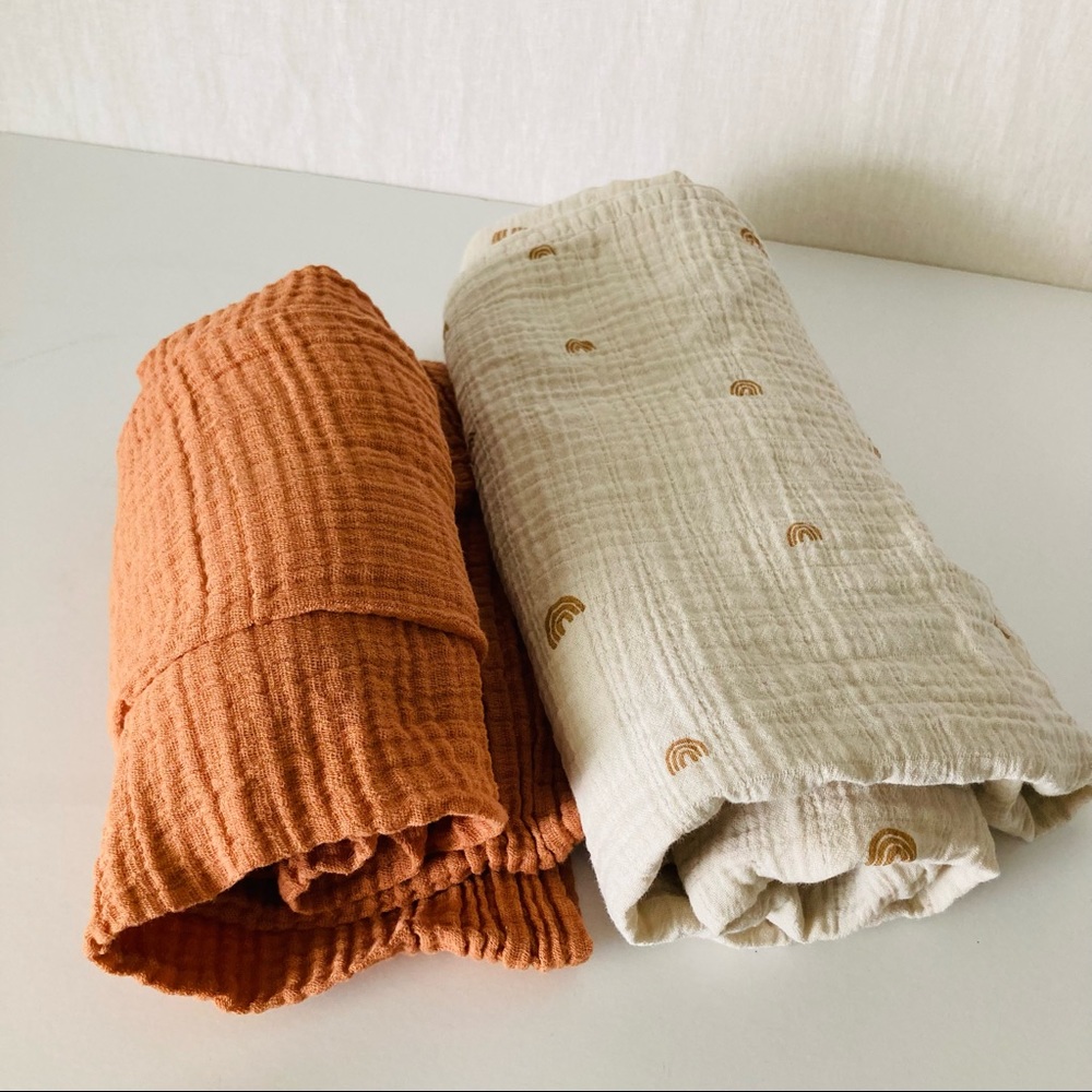 Mushie Rainbow Muslin Swaddle Bundle